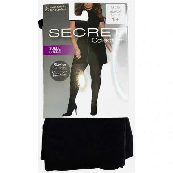 2/$30 SECRET Black Supreme Comfort Suede Opaque Tights Size 1+ - Picture 1 of 10